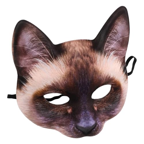 HEALEEP 1 Stück Katzenmaske für Kostüme Halbe Augen Cat Face Maske für Karneval und Feiern Braun Siamese Stil HEALEEP 1 Stück Katzenmaske für Kostüme Halbe Augen Cat Face Maske für Karneval und Feiern Braun Siamese Stil von HEALEEP