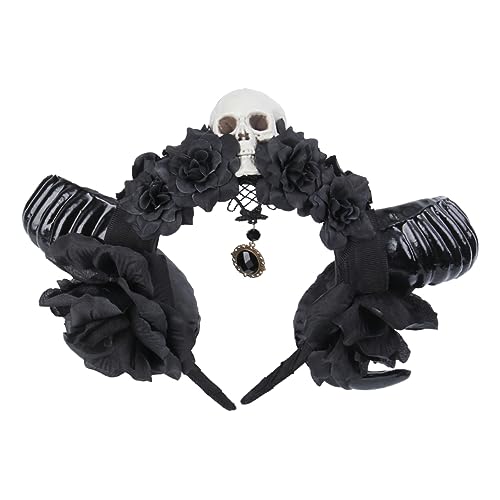 HEALEEP 1 Stück Kopfschmuck Dekoration Für Haarschmuck Gothic Skelett Menschliches Cosplay Halloween Stirnband Tag Toten Stirnband Trägt Hörner Zubehör von HEALEEP