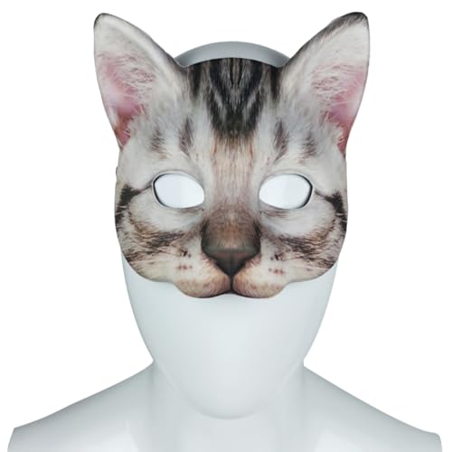 HEALEEP 1 Stück Maskerade Katzenmaske für Halloween Lustige Halbgesichtsmaske im Short Cat Style für Kostümpartys Karneval und Maskenbälle Strapazierfähigem und Gefertigt Unisex Design von HEALEEP