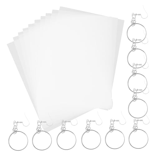 HEALEEP 10 Blatt Teiliges DIY Schrumpffolien-Set Halbtransparente Schrumpffolie Handbemalt Inklusive Silberne Ohrhaken und Schlüsselanhänger zum Basteln von Schmuck und Anhängern von HEALEEP