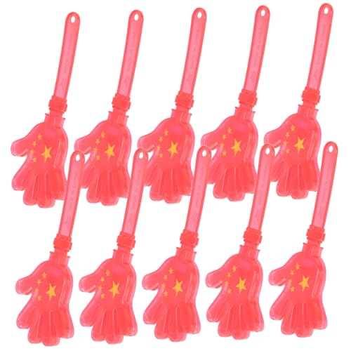 HEALEEP 10 Stück Teiliges Handklatscher Rot Five-Flag Design Leichte Plastik-Rassel Party Fanartikel für Geburtstage Sportfeste und Feierlichkeiten von HEALEEP