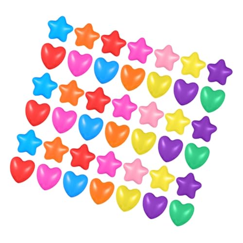 HEALEEP 100Stücke Bunte Herz und Sternförmige Meeresbälle für Indoor Spielbereiche Laufställe und Partys Bruchsichere Spielbälle für Partygeschenk für Bällebäder von HEALEEP