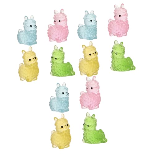 HEALEEP 12stücke Leuchtende Mini-alpaka-Figuren Aus Resin Niedliche Tierornamente Für Puppenhäuser Aquarien Und Garten-Dekorationen Für Kreative Landschaften Und Sammlungen von HEALEEP