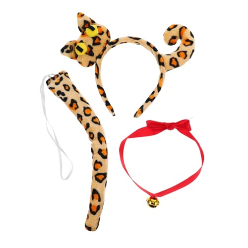 HEALEEP 1satz Katzenohren Kostümset Für Frauen Teiliges Set Mit Ohr-haarreif Und Rotem Kragen Für Halloween Und Cosplay-partys Leicht Und Komfortabel von HEALEEP