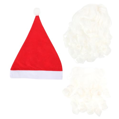 HEALEEP 2 Sätze Santa Claus Kostümset mit Perücke und Mütze Langlebiges Weihnachtsmann Cosplay Zubehör für Erwachsene und Festliches Santa Outfit für Weihnachtsfeiern von HEALEEP