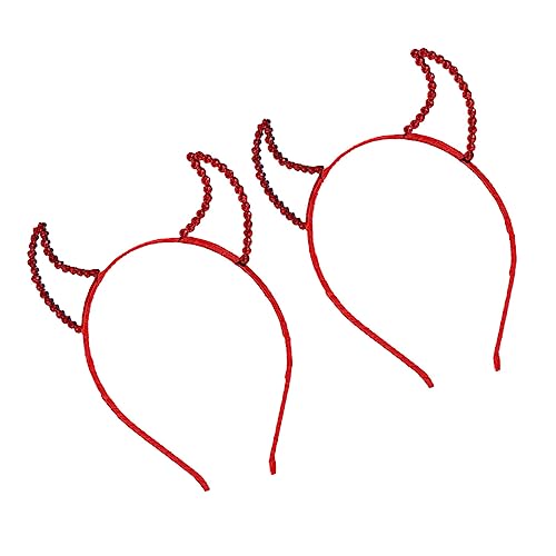 HEALEEP 2 Stück Dämonenhorn Stirnband Kleid Party Haarband Kostüme Halloween Stirnband Haar Accessoires Für Mädchen Strass Kopfbedeckung Hexen Teufelshörner von HEALEEP