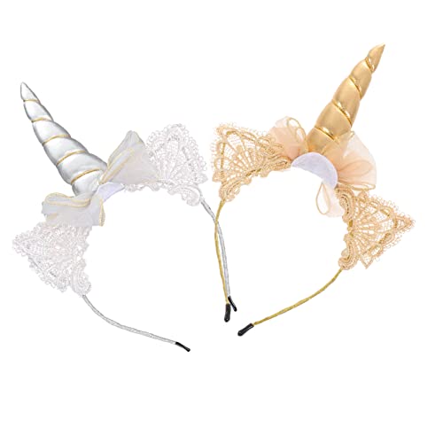 HEALEEP 2 Stück Dekorative Einhorn Haarreifen Chic Cosplay Haarschmuck für Kindergeburtstag und Kostümpartys Gold und Silber Bequem und von HEALEEP