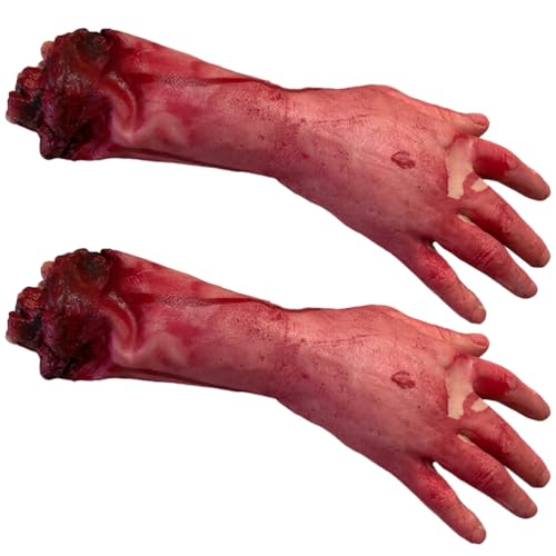 HEALEEP 2 Stück Halloween Abgetrennte Bluthände, Kaputte Hand Gruselige Accessoires, Gummihorror-Dekoration für Partys, 30 cm von HEALEEP