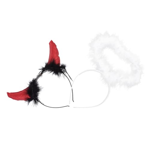 HEALEEP 2 Stück Halloween Haarreifen Teufelshorn und Engelshaarband Elastisches Kostümzubehör für Karneval und Mottoparty für Halloween Feiern und Cosplay von HEALEEP