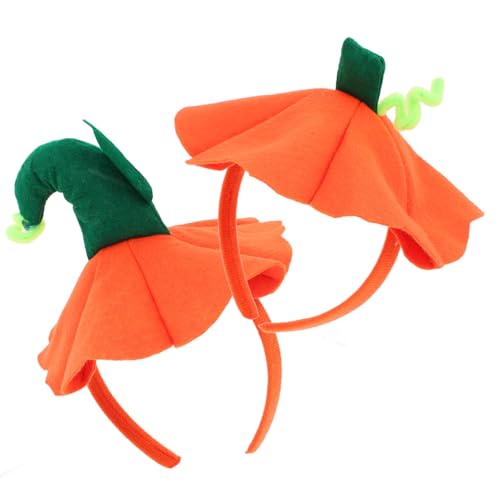 HEALEEP 2 Stück Halloween-kürbis-stirnband: Kürbishut-haarbänder aus Stoff für Kostümpartys, Orange, 21,8 X 20,3 Cm von HEALEEP