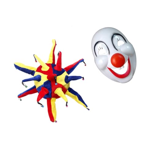 HEALEEP 2 Stück Teiliges Clown Kostüm mit Eck Hut und Maske Buntes Cosplay für Karneval Kostümparty Bühnenauftritte und Halloween Strapazierfähiges Stoffmaterial Lustiges von HEALEEP