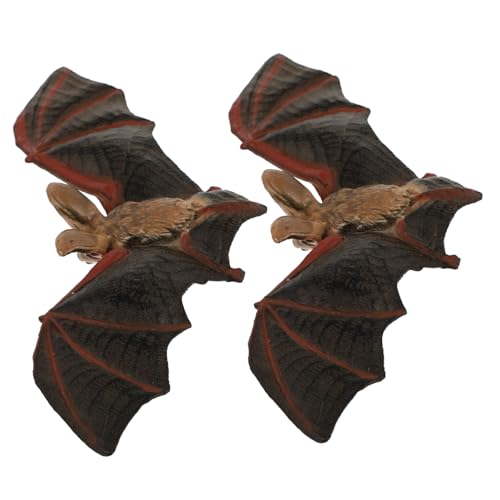 HEALEEP 2 Stück Teiliges Realistisches Fledermaus Halloween Deko aus Umweltfreundlichem Kunststoff Gruselige Hängende Tiermodelle für Party Gruselszenen und Outdoor Dekoration von HEALEEP