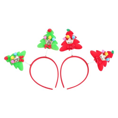 HEALEEP 2 Stück Weihnachtlicher Haarschmuck für Mädchen Xmas Haarreifen mit und Grünem Weihnachtsbaum Festlicher Kopfschmuck für Party und Alltag von HEALEEP