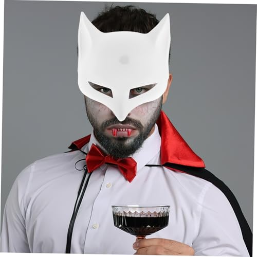 HEALEEP 2 Stück Weiße DIY Fuchsmaske aus Mattem PVC Handbemalbare Tiermasken für Erwachsene Halbes Gesicht Rutschfeste Oberfläche Kreative Bastelmasken für Cosplay Halloween Karneval von HEALEEP