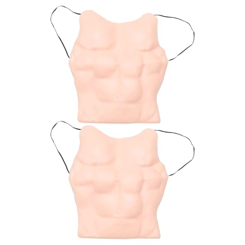 HEALEEP 2 Stück falsche Muskeln – Halloween-Kostüm mit realistischen Brust- und Bauchmuskeln für Männer – Lustiges Verkleidungs-Outfit, Cosplay-Accessoire für Maskenball-Kostümveranstaltungen von HEALEEP