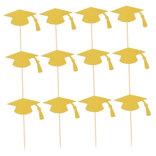 HEALEEP 24stücke Abschlussfeier Cupcake Toppers Kreative Dekoration Für Graduation Partys Goldene Bachelorhut Kuchen Picks Für Feierliche Anlässe Leicht Zu Verwenden Und Nachhaltig von HEALEEP