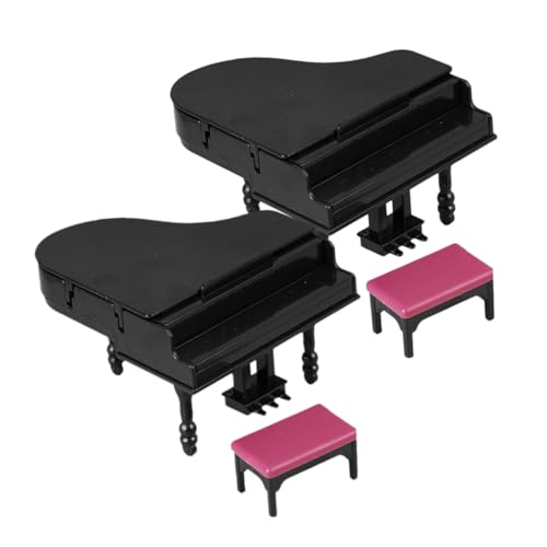HEALEEP 2Er Set Mini Klavierdekorationen Möbel Musikinstrumentenmodelle Miniatur Klavier Kleiner Hocker Mini Klavierhocker Miniatur Hauszubehör Mini Klavier Rollenspiel von HEALEEP