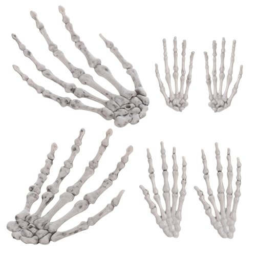 HEALEEP 3 Paare Halloween Skelett Hand Ornamente Gruselige Deko für Spukhaus und Partys Kreative Requisiten für Unvergessliche Feiertagsmomente von HEALEEP