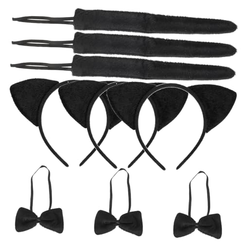 HEALEEP 3 Sätze Katzenohren Stirnband Set für Teiliges Kostüm mit und Fliege für Fasching Karneval und Tier Cosplay für Jungen und Mädchen HEALEEP 3 Sätze Katzenohren Stirnband Set für Teiliges Kostüm mit und Fliege für Fasching Karneval und Tier Cosplay für Jungen und Mädchen von HEALEEP