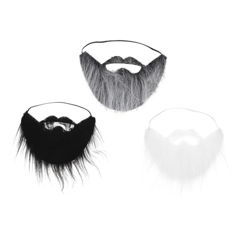 HEALEEP 3 Stück Teiliges Fake mit Elastischem Band Lustiger Vollbart und Schnurrbart für Halloween Cosplay Fasching und Party Hautfreundlich Leicht und Robust Passend für Erwachsene von HEALEEP
