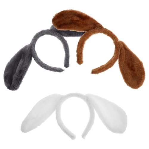 HEALEEP 3 Stück Teiliges Plüsch Hundeohren Stirnband Flauschig Kuschelig Haarreif Tierkostüm Zubehör für Party Auftritte und Verkleidung Jungen Mädchen von HEALEEP