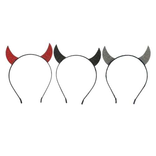 HEALEEP 3 Stück Teufelshörner Haarreif Halloween Kostüm Zubehör für Leicht und Bequem für Cosplay und Partys Schwarz Rot Weiß HEALEEP 3 Stück Teufelshörner Haarreif Halloween Kostüm Zubehör für Leicht und Bequem für Cosplay und Partys Schwarz Rot Weiß von HEALEEP