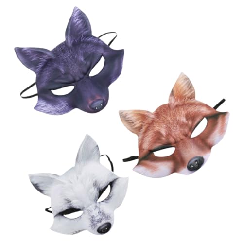HEALEEP 3 Teilige Fuchsmaske Pelzig Die Maske Party Halbfuchs Für Halloween Fuchsohren Und Fuchs Halloween Maske Tiergesichtsmasken Für Erwachsene Maskenballmaske von HEALEEP