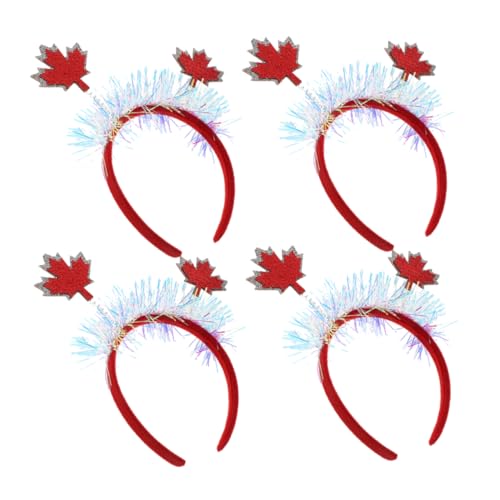 HEALEEP 4 Stück Festlicher Party Kopfschmuck Thanksgiving Ahorn Lametta Tiara Thanksgiving Haarband Ahornblatt Haarband Tiara Herbst Ahornblatt Kopfbedeckung Herbst Ahornblatt Stirnband von HEALEEP