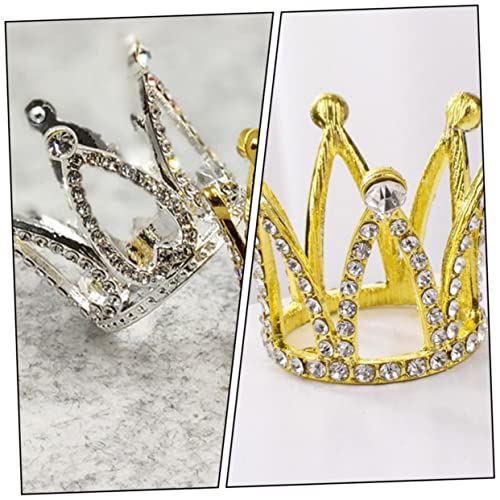 HEALEEP 4 Stück Teiliges Gold Silber Dekorative Geburtstagskrone und Kuchenaufsatz Rund und Dreieck Design mit Perlen und Strass Haarschmuck für Fotos Party Festliche Anlässe von HEALEEP