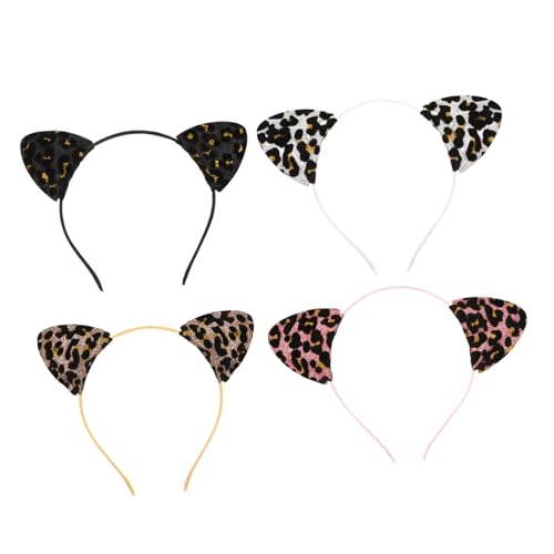 HEALEEP 4 Stück Teiliges Leopard Katzenohren Haarband für Haaraccessoire für Partys Kostüme Fotoshootings und Mehr Schwarz Silber Gold HEALEEP 4 Stück Teiliges Leopard Katzenohren Haarband für Haaraccessoire für Partys Kostüme Fotoshootings und Mehr Schwarz Silber Gold von HEALEEP