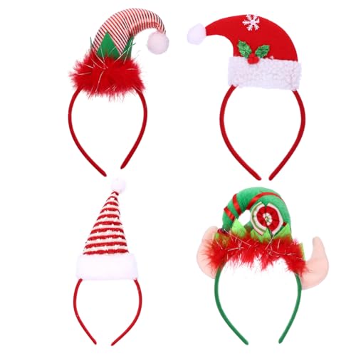 HEALEEP 4 Stück Weihnachtsmützenschnalle Glitzerschleife Mini Weihnachtshaarbänder Weihnachtsmütze Disco Weihnachtshaarspangen Für Mädchen Weihnachtshaarband Breites von HEALEEP