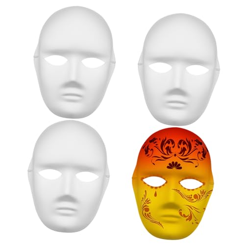 HEALEEP 4 Stück Weiße Papiermasken Leichte Diy Maske Bemalen für Fasching Halloween Cosplay und Kreative Bastelprojekte und Vielseitig Verwendbar HEALEEP 4 Stück Weiße Papiermasken Leichte Diy Maske Bemalen für Fasching Halloween Cosplay und Kreative Bastelprojekte und Vielseitig Verwendbar von HEALEEP