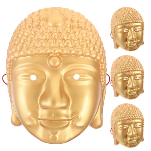 HEALEEP 4-teilige Buddha-Gesichtsmaske: buddhistische Halloween-Cosplay-Masken für Maskenpartys und Festivals, Kostüm-Cosplay und Karnevalsveranstaltungen von HEALEEP