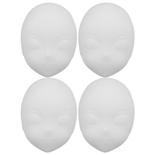 HEALEEP 4 weiße Masken: DIY-Bastelarbeiten, bemalbare Masken für Halloween, Karneval und Partydekorationen – handgezeichnete Kostümrequisiten von HEALEEP