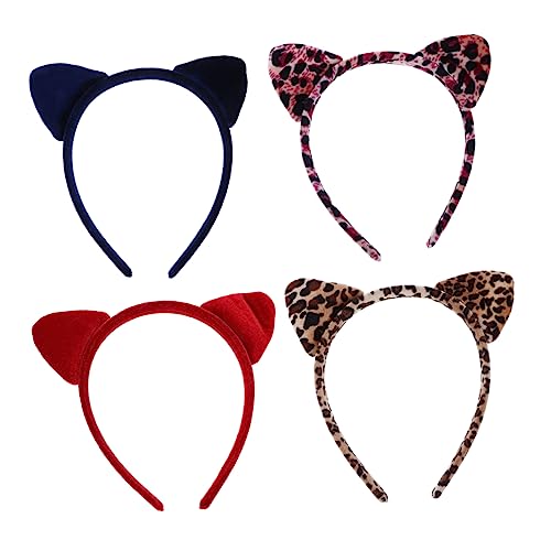 HEALEEP 4Stücke Leopard Katzenohr Haarreif Trendiger Kopfschmuck für Dance Party Komfortabel aus Hochwertigem für Halloween und Festliche Anlässe von HEALEEP