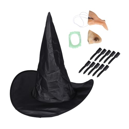 HEALEEP 5 Stück Teiliges Hexen Deko Halloween Hexenhut mit Kinn Nase Fingernägeln und Falschen Zähnen für Erwachsene Cosplay Karneval Zubehör HEALEEP 5 Stück Teiliges Hexen Deko Halloween Hexenhut mit Kinn Nase Fingernägeln und Falschen Zähnen für Erwachsene Cosplay Karneval Zubehör von HEALEEP