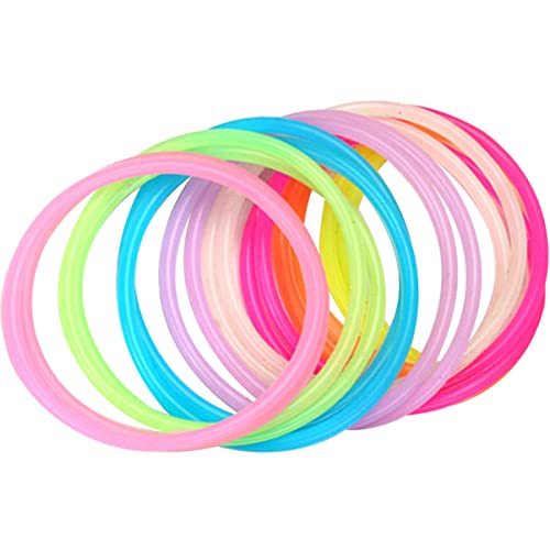 HEALEEP 50 Stück Neon Silikonarmbänder Leuchtende Jelly Armbänder für Partys Festivals und Geburtstage Flexible und Bequeme Handgelenkbänder als Partyspielzeug oder Haargummis von HEALEEP