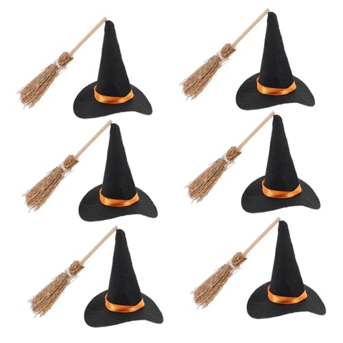 HEALEEP 6 Satz Miniatur Hexenhut Set mit Besen Teiliges DIY Bastelset für Halloween Kleine Filz Hüte und Mini Besen zur Kreativen Dekoration von Partys und Festen HEALEEP 6 Satz Miniatur Hexenhut Set mit Besen Teiliges DIY Bastelset für Halloween Kleine Filz Hüte und Mini Besen zur Kreativen Dekoration von Partys und Festen von HEALEEP