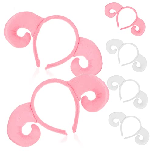 HEALEEP 6 Stück Schaf Horn Stirnbänder Plüsch Cosplay Kopfbedeckung für Halloween Partys Kostüme von HEALEEP