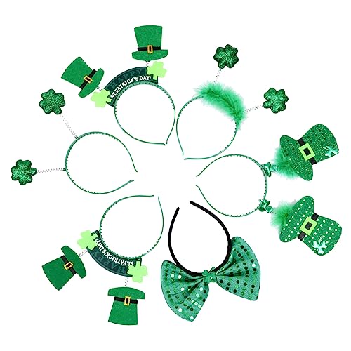 HEALEEP 6 Stück Schleifen Stirnband Zubehör Kostüm Kleeblätter St Patrick'S Kopfschmuck St Patrick'S Kopfbedeckung St Patrick'S Stirnband Patrick'S Kleeblatt von HEALEEP