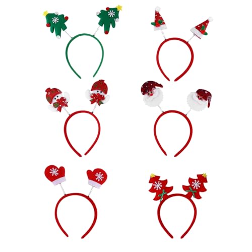 HEALEEP 6 Stück Weihnachts Haarschmuck Haarschmuck Weihnachtskopfschmuck Weihnachtskopfschmuck Weihnachtsmütze Topper Weihnachts Cartoon Haarband Urlaubsparty Stirnbänder Haarband von HEALEEP
