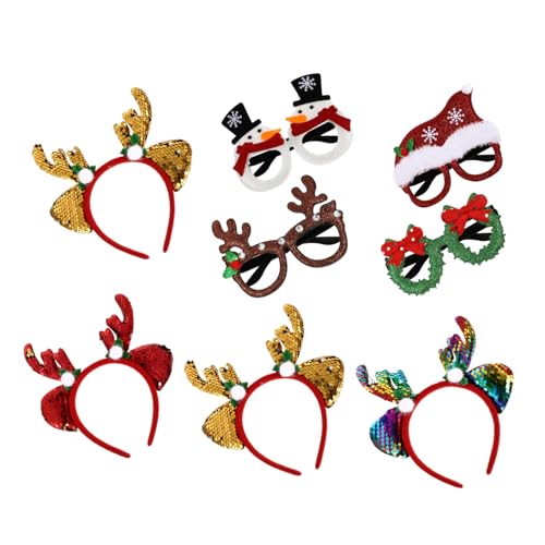 HEALEEP 8 Stück Teiliges Christmas Eyeglasses Weihnachtsbrillen und Haarschmuck mit Rentier und Glitzerdesign Leicht und Hautfreundlich für Weihnachtsfeier Cosplay Winterparty Erwachsene HEALEEP 8 Stück Teiliges Christmas Eyeglasses Weihnachtsbrillen und Haarschmuck mit Rentier und Glitzerdesign Leicht und Hautfreundlich für Weihnachtsfeier Cosplay Winterparty Erwachsene von HEALEEP