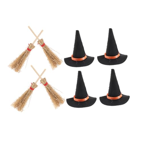 HEALEEP 8 Stück Teiliges Mini Hexenhut mit Filzbesen Detailgetreue Miniatur Hexenhüte und Kleine Besen für Puppenhäuser Halloween Dekoration Handgefertigt und Groß Schwarz und Rot HEALEEP 8 Stück Teiliges Mini Hexenhut mit Filzbesen Detailgetreue Miniatur Hexenhüte und Kleine Besen für Puppenhäuser Halloween Dekoration Handgefertigt und Groß Schwarz und Rot von HEALEEP