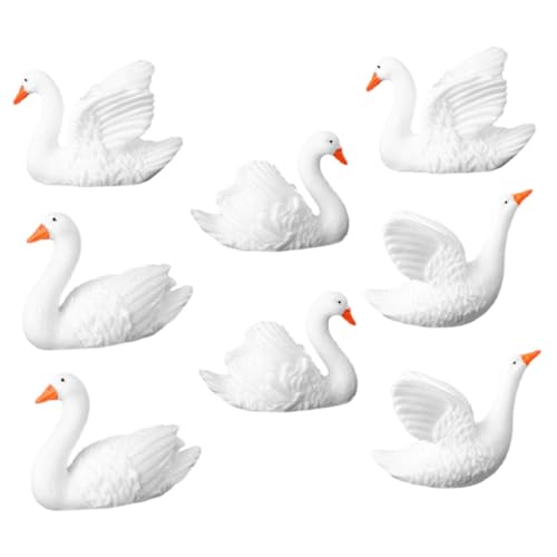 HEALEEP 8 Stück Teiliges Mini Resin Schwan Dekorationen Realistische Schwanenmodelle für Mikrolandschaft Garten und Bonsai Dekoration Ornamente für Teich und Zuhause von HEALEEP