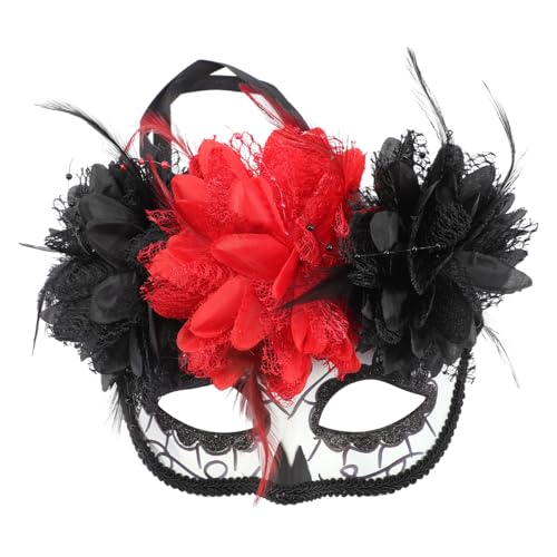 HEALEEP Day Of The Dead Cosplay Maske mit Blumenmotiv Halbe Gesichtshälfte Dekorative Halloween Maske für Karneval Festliche Partys und Tanzshows Komfortabel und Langlebig von HEALEEP