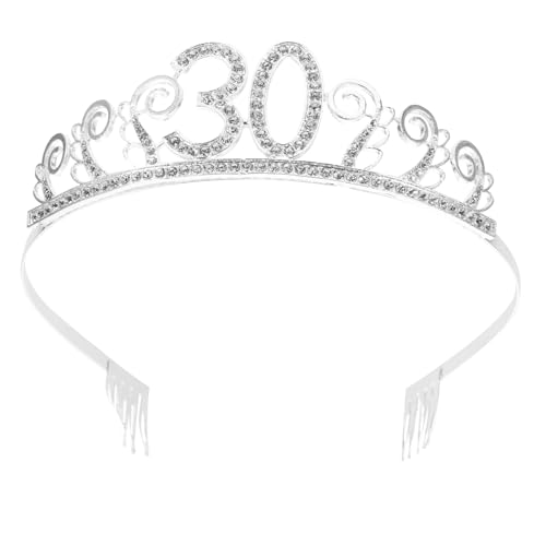 HEALEEP Geburtstagskrone mit Funkelnden Strasssteinen Silbernes Tiara Haaraccessoire für Frauen Eleganter Kopfschmuck für Geburtstagsfeiern und Fotoshootings von HEALEEP
