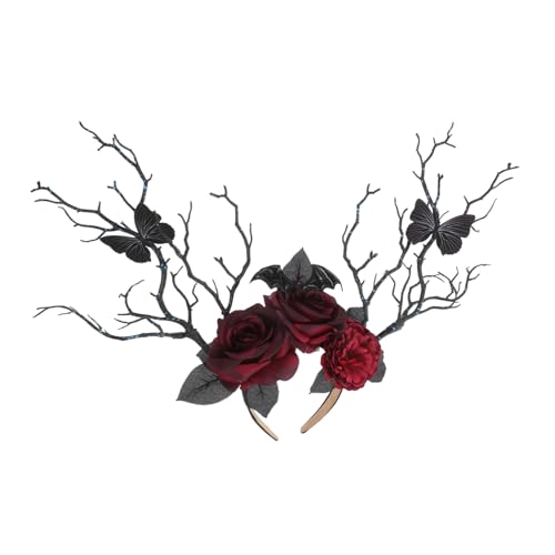 HEALEEP Gothic Haarreif Halloween Party Cosplay Zubehör Blume Stirnband Performance Requisit Komfortabel Wiederverwendbar für Damen und Mädchen von HEALEEP