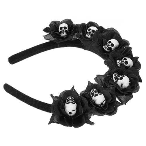 HEALEEP Halloween Haarreif Damen Schwarzer Blumen Skelett-haarreifen Leichtes Party-cosplay Zubehör für Halloween Kostüm und Mottoparty von HEALEEP