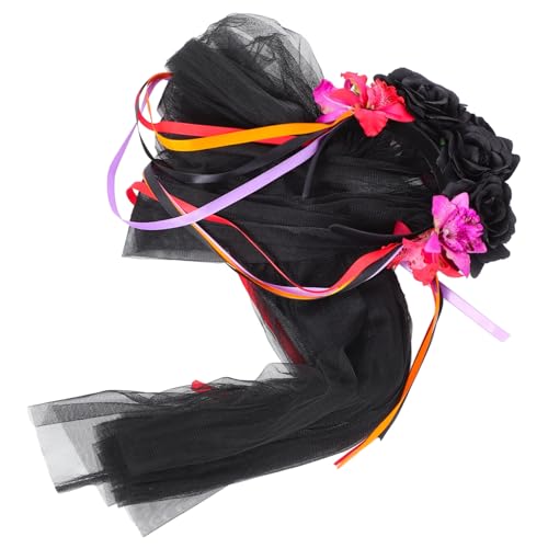 HEALEEP Halloween Haarschmuck Damen Schwarzer Rot Rosen Stirnband Party Kopfschmuck Wiederverwendbar Komfortabel Universalgröße von HEALEEP