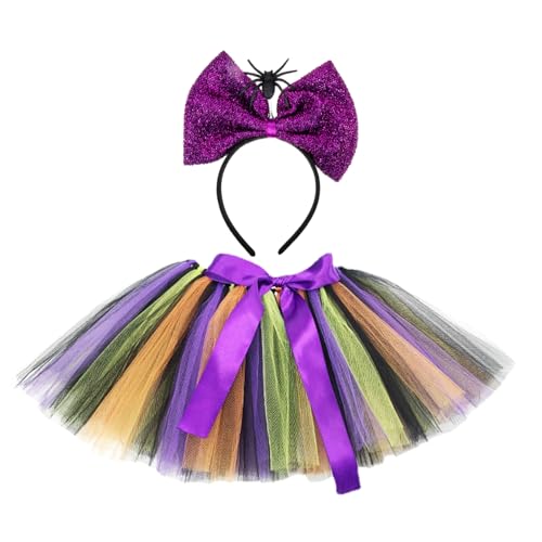 HEALEEP Halloween Kostüm Mädchen Tutu Rock mit Spinnen Stirnband Langlebiges Cosplay Outfit für Halloween Partys Themenfeste und Maskeraden Verarbeitet und Detailreich Gestaltet von HEALEEP
